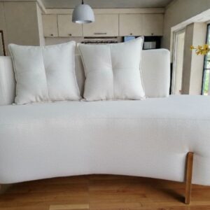 Sofá Organico 3 Lugares Curvo 1,60m Maite Boucle Cinza - Tapeçaria Maranatta