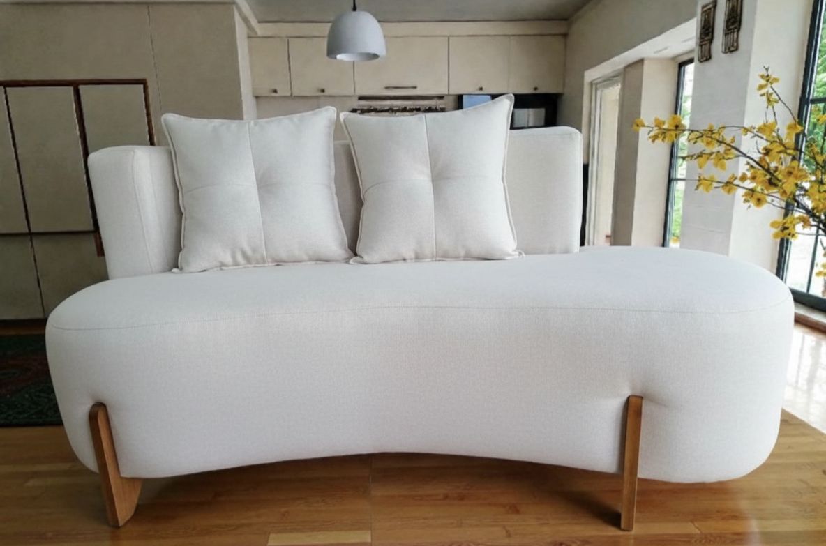 Sofá Organico 3 Lugares Curvo 1,60m Maite Boucle Cinza - Tapeçaria Maranatta